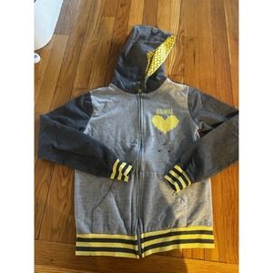 Paramore Honeycomb Heart Grey Yellow Zip Up Hoodie Womens XS/youth Small?